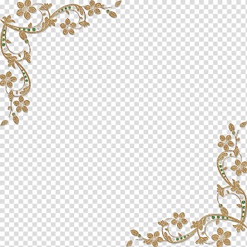 Golden Floral Corners Frame , brown flowers illustration transparent background PNG clipart