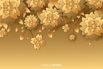 Golden flower background in 3d style Free Vector
