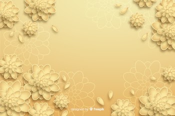 Golden flower background in 3d style Free Vector