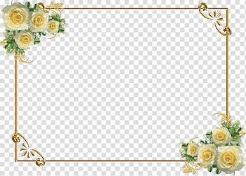 Golden flower border transparent background PNG clipart