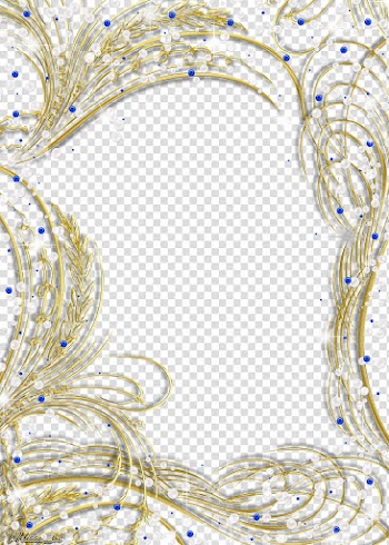 Golden frame with gems and pearls, yellow and blue transparent background PNG clipart