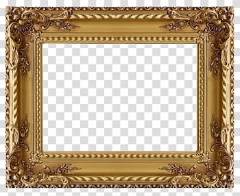 Golden Frames, gold ornate frame transparent background PNG clipart