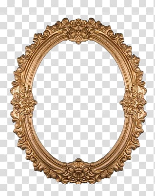 Golden Frames, oval brown frame transparent background PNG clipart