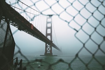Golden Gate Bridge, California with fog