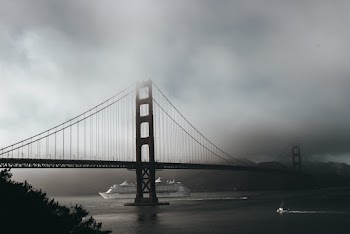 Golden Gate Bridge in Grayscale Photography