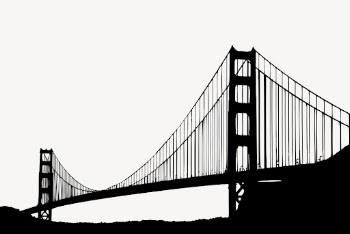 Golden Gate bridge silhouette clipart, | Free Vector - rawpixel