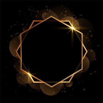 Golden geometric invitation blank frame background Free Vector