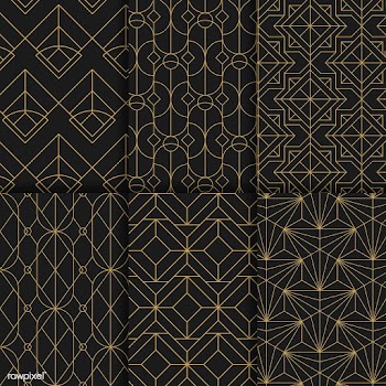 Golden geometric seamless patterns set on bla.. | Free stock vector - 544430