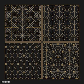 Golden geometric seamless patterns set on bla.. | Free stock vector - 544433