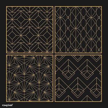 Golden geometric seamless patterns set on bla.. | Free stock vector - 544469