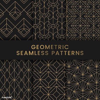 Golden geometric seamless patterns set on bla.. | Free stock vector - 544480
