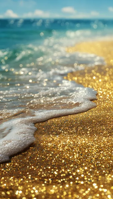 Golden Glittering Beach Waves Golden Glittering Beach Waves