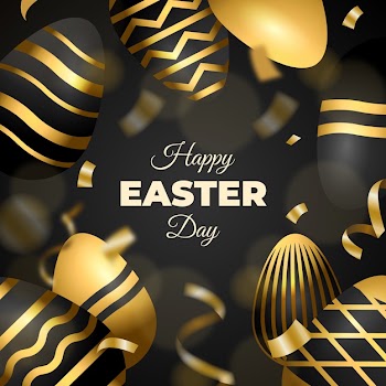 Golden happy easter day background Free Vector