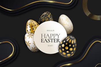 Golden happy easter day concept Free Vector