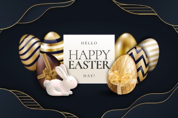 Golden happy easter day wallpaper Free Vector