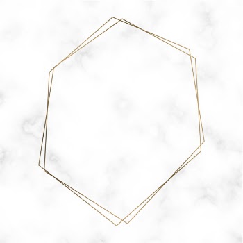 Golden hexagon frame template vector