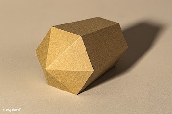 Golden hexagonal prism paper craft on a beige background | Free  photo - 2338715