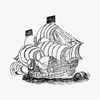 Golden Hind ship clipart, vintage | Free Vector - rawpixel