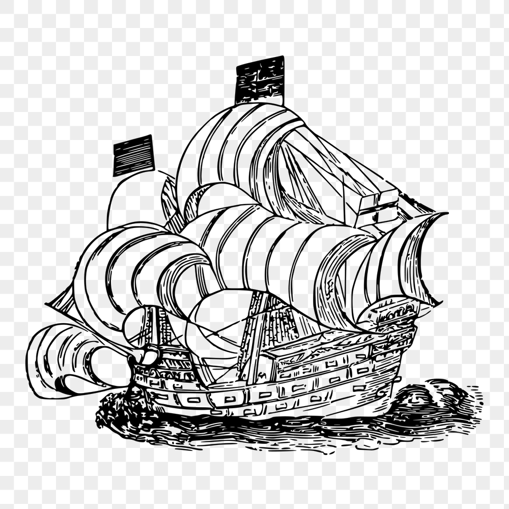 Golden Hind ship png sticker, | Free PNG - rawpixel