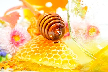 golden honeycomb and flowers