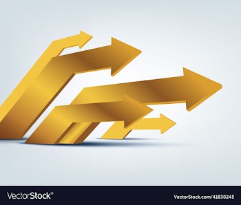 golden horizontal 3d arrow