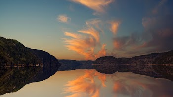 Golden Hour Above Body of Water