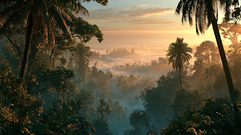 Golden Hour in a Lush Tropical Jungle