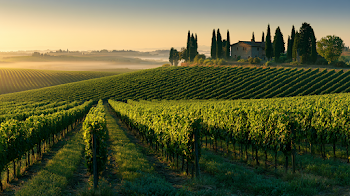 Golden Hour Vineyards in Tuscany