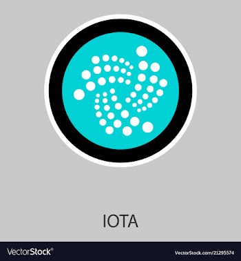 Golden iota coin crypto currency blockchain coin vector image
