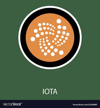 Golden iota coin crypto currency blockchain coin vector image