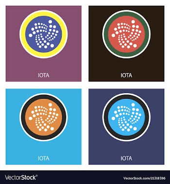 Golden iota coin crypto currency blockchain coin vector image
