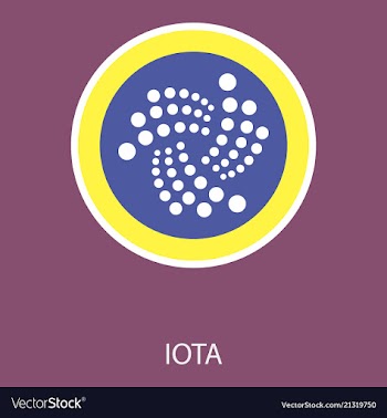 Golden iota coin crypto currency blockchain coin vector image