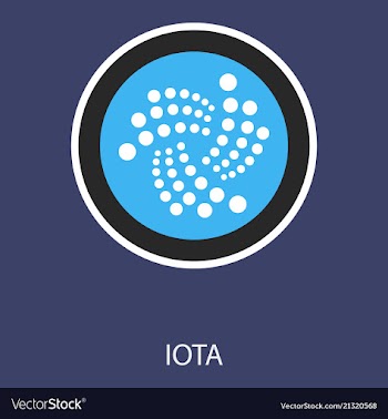 Golden iota coin crypto currency blockchain coin vector image