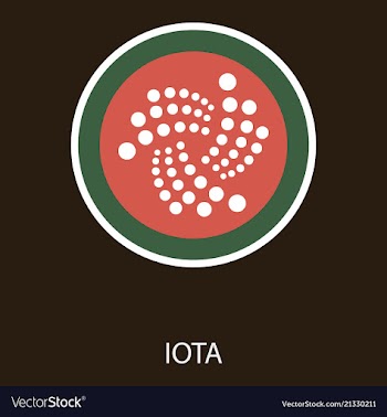 Golden iota coin crypto currency blockchain coin vector image