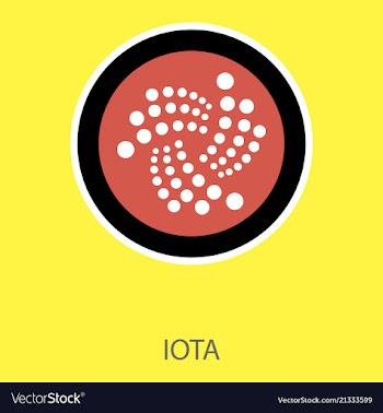 Golden iota coin crypto currency blockchain coin vector image