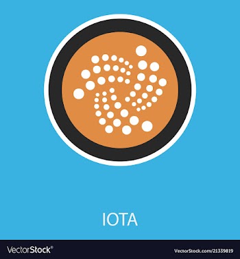 Golden iota coin crypto currency blockchain coin vector image