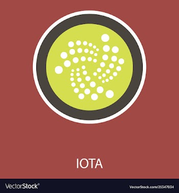 Golden iota coin crypto currency blockchain coin vector image