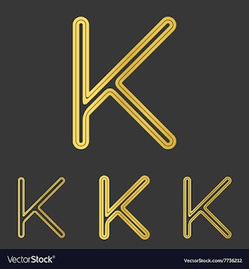 Golden letter k logo design set vector image