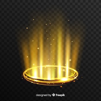Golden light portal effect with transparent background Free Vector