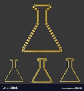 Golden line chemistry logo design set vector image