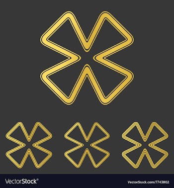 Golden line cloverleaf logo design set vector image