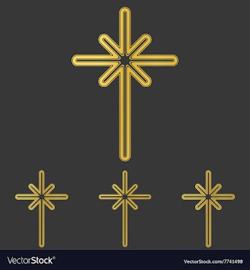 Golden line cross logo design set vector image