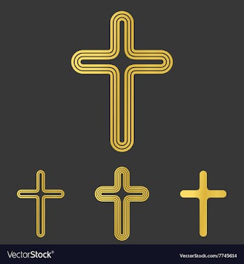 Golden line cross logo design set vector image