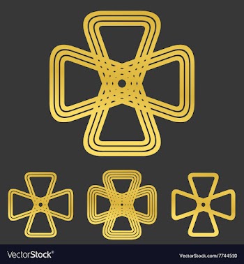 Golden line engineering logo design set vector image