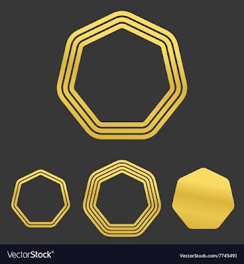 Golden line heptagon logo design set vector image