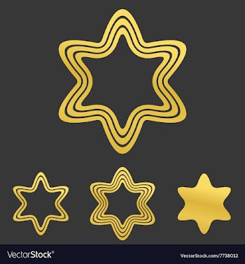 Golden line hexagram logo design set vector image
