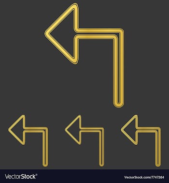 Golden line left arrow logo design set vector image