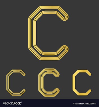 Golden line letter c logo design set vector image