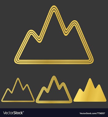 Golden line mountain logo design set vector image