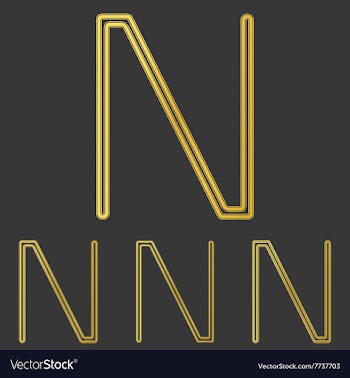 Golden line n logo design set vector image